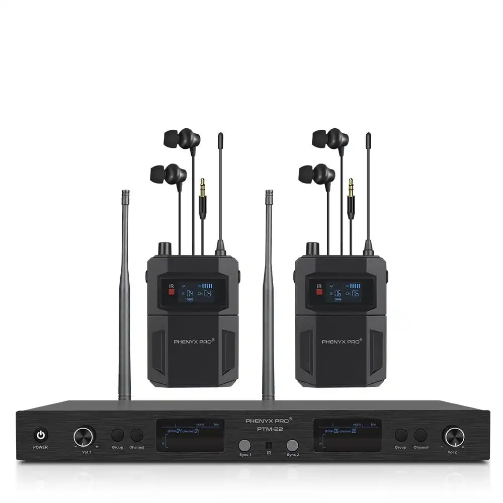 Phenyx Pro PTM-22 UHF Mono Dual Wireless Inear Monitor System с набором для крепления в стойке (500 МГц)