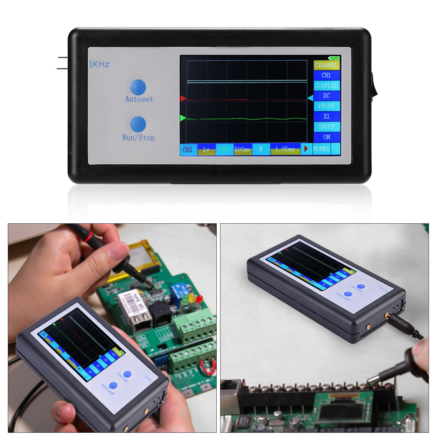 D602 200KHz 2CH Mini Portable Pocket-Sized Handheld Touched Panel LCD Digital Display Oscilloscope | Инструменты