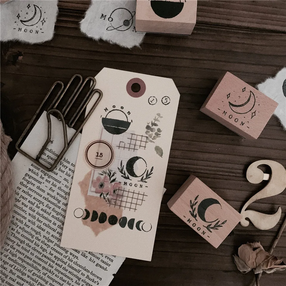 Ретро Луна планеты Новое поступление 2019 деревянные наборы штампов печать для DIY
