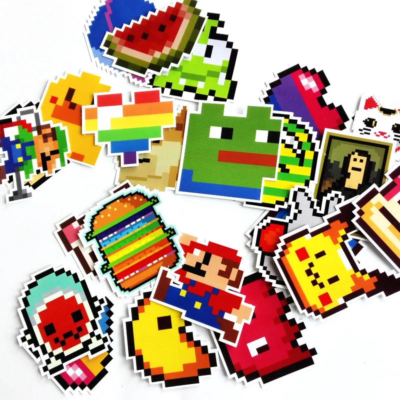 TD ZW 25 шт. наклейки с героями мультфильмов в стиле Mario Pixel для сноуборда ноутбука