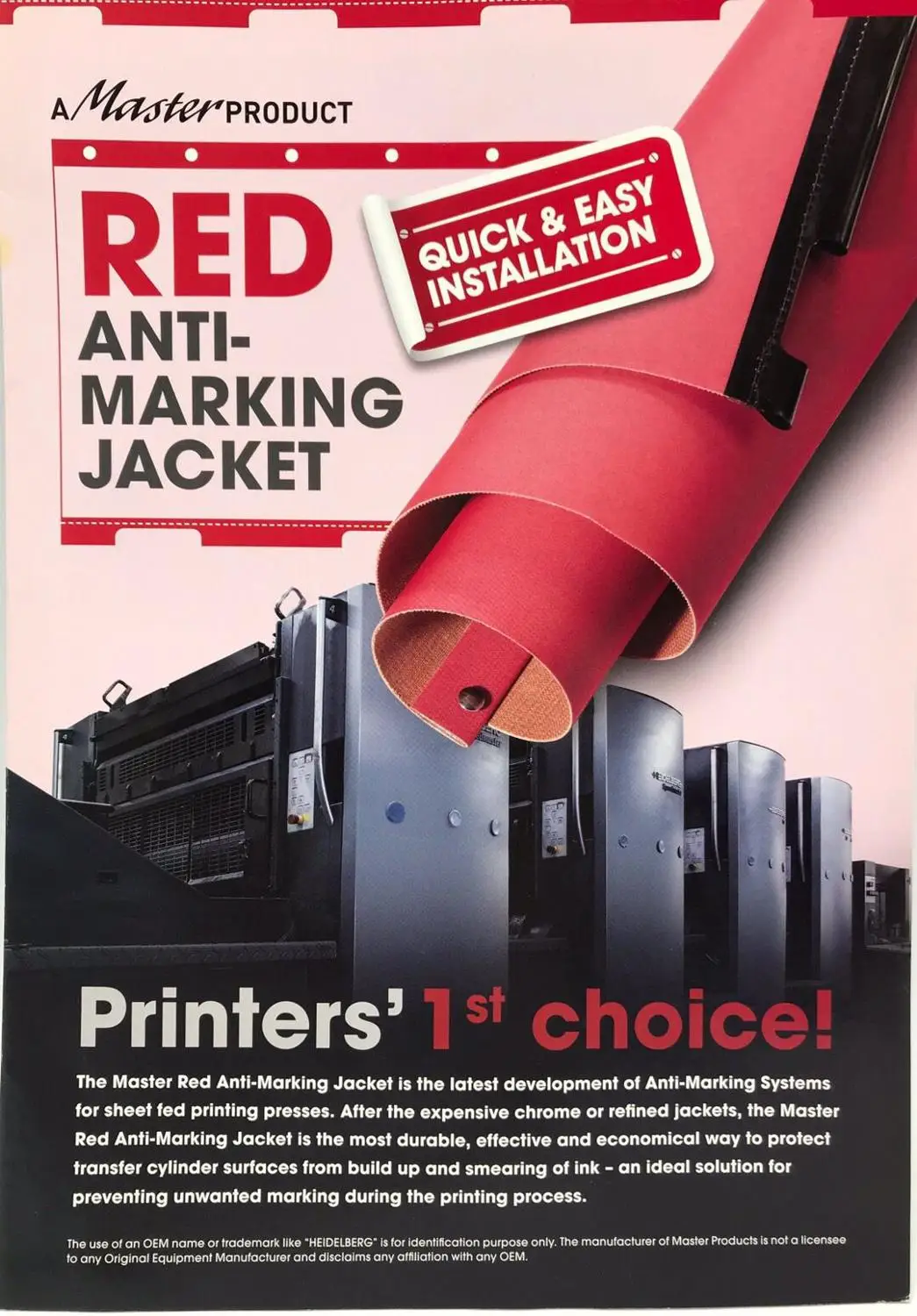 Бесплатная доставка 5 шт. красный анти-маркировка куртка 750X550X0 35 мм для SM74 PM74