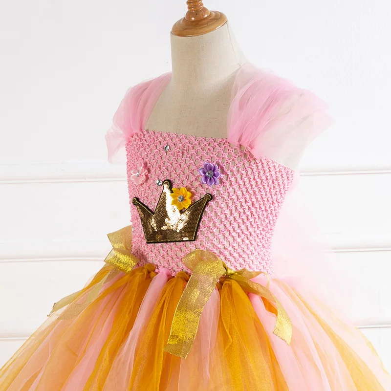 

Halloween Princess Sequin Crown Clothing Tulle Tutu Skirts Birthday Halloween Party Dress Children Clothing
