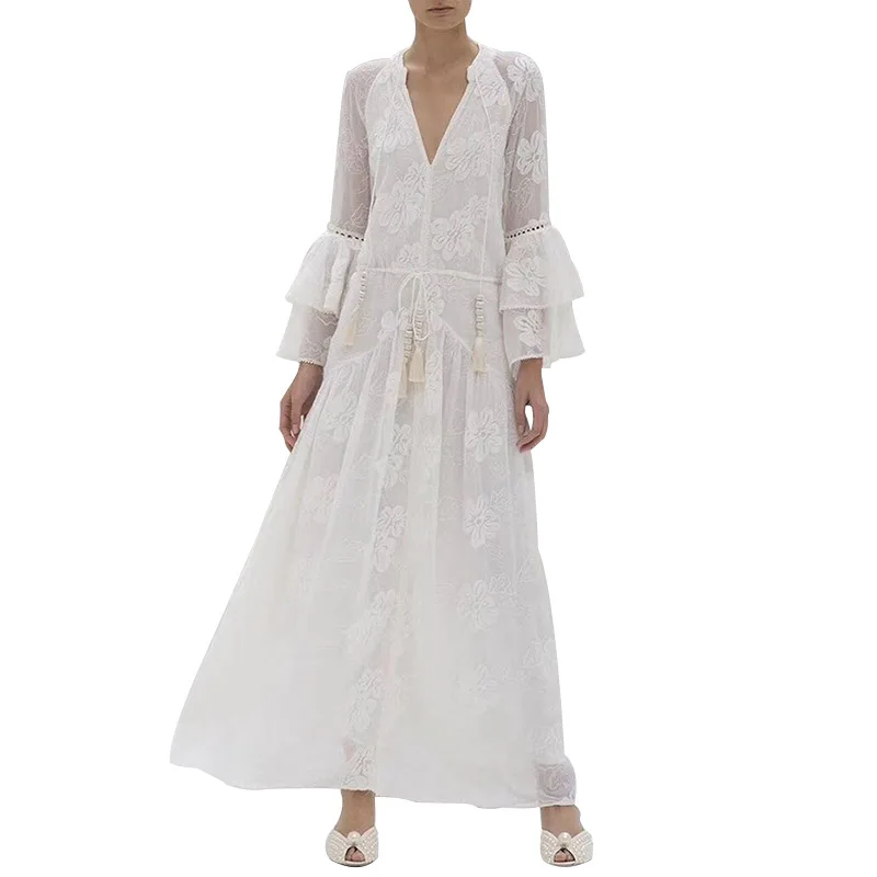 Новое Роскошное дизайнерское женское миди длинное платье Сексуальное Кружевное