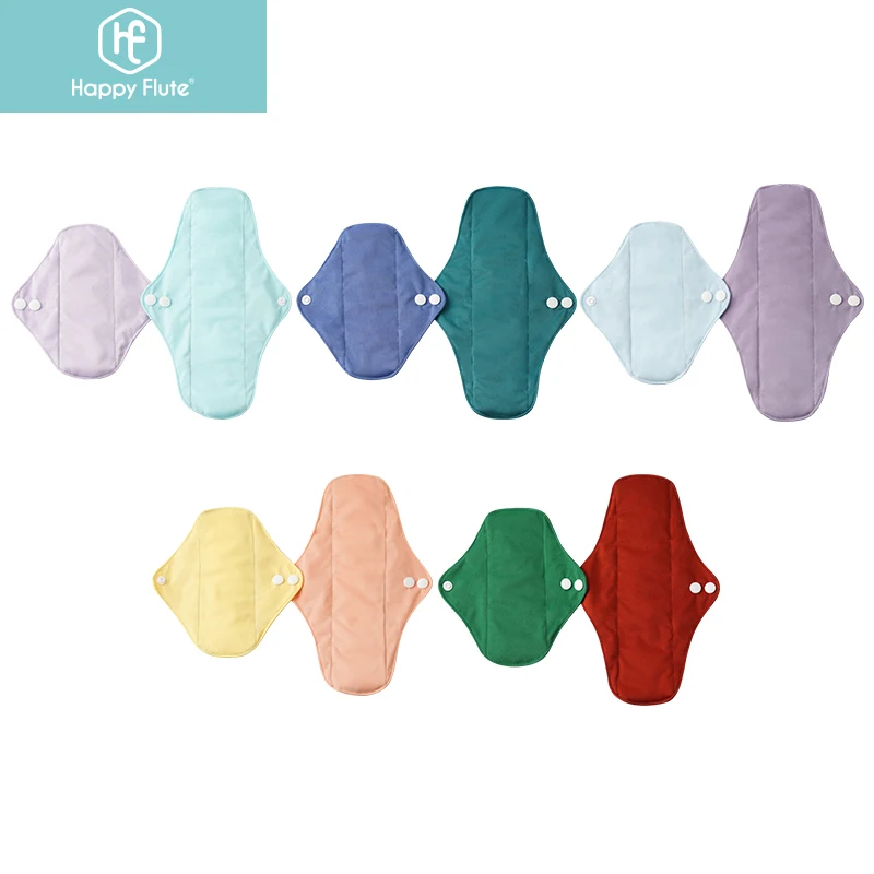 Happyflute-compresas de carb&oacute;n de bamb&uacute;, toallas sanitarias reutilizables, lavables, maternidad, menstruales, 10 Uds.-0