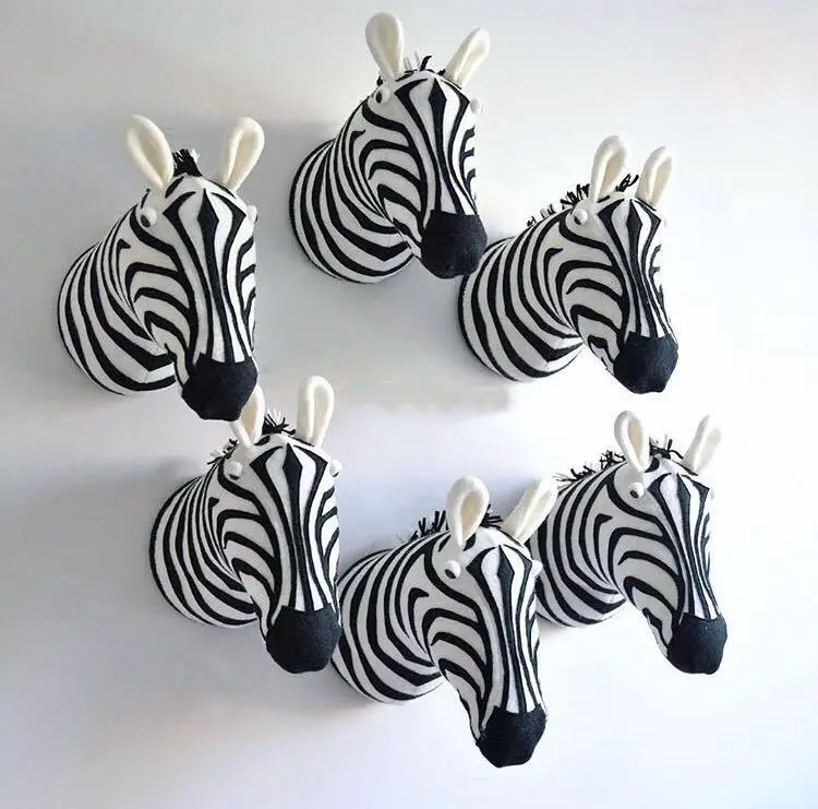 Zebra Зебра/Слон/Жираф 3D голова животного настенное крепление детей мягкие игрушки детская комната стены украшение дома аксессуары подарки на день рождения - Цвет: Zebra