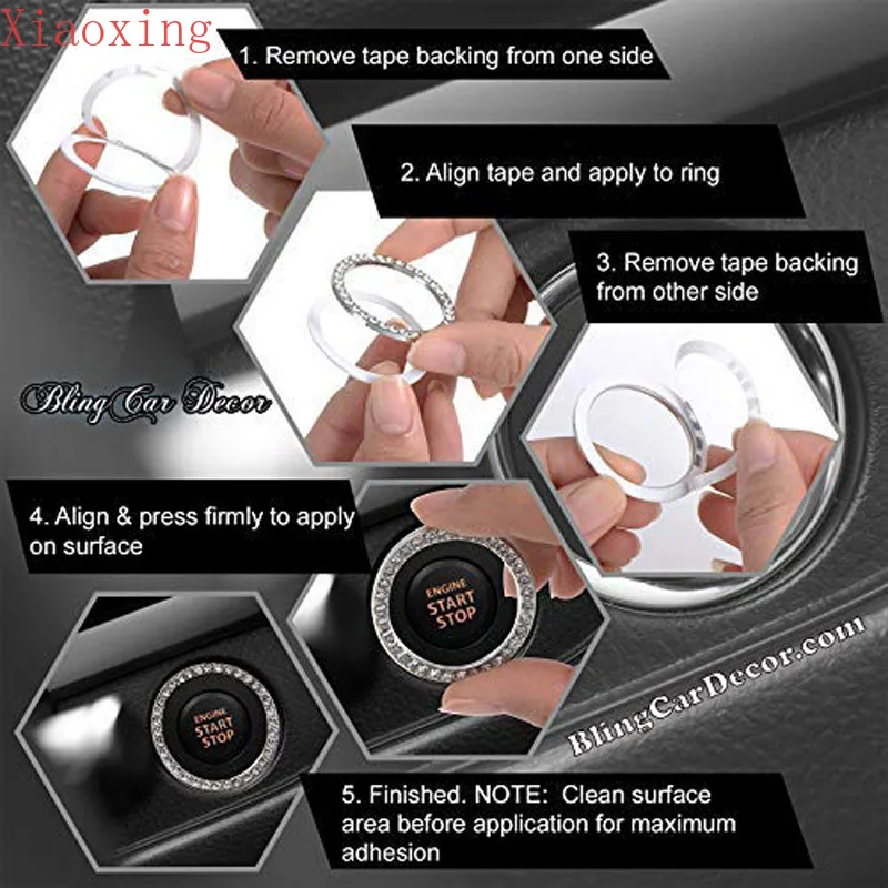 Стразы с кристаллами 1 шт. искусственное кольцо кнопка запуска и остановки