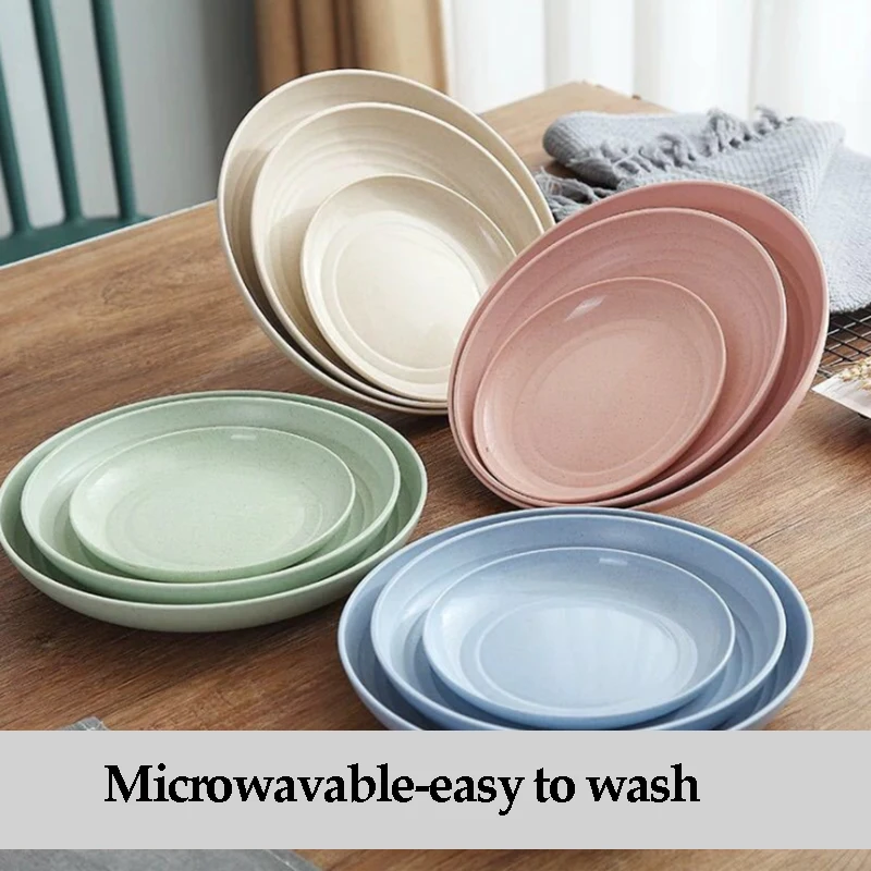 Экологически чистые пшеничной соломы пластины из 5 предметов красочные PP лоток