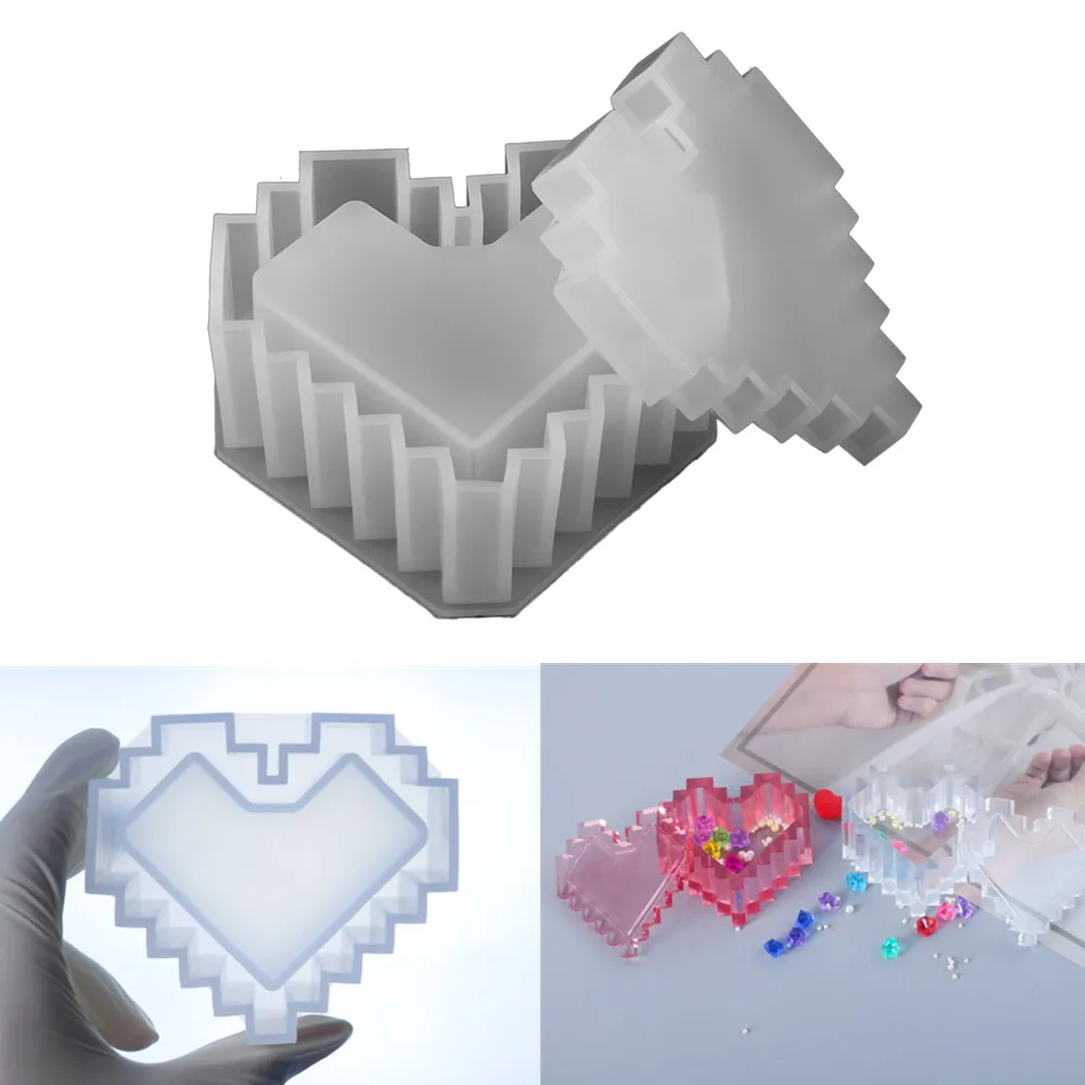 

1 комплект, принт сердечко, Форма ящик для хранения силиконовые формы УФ-отверждаемая эпоксидная смола пресс-форм для DIY смолы декоративное ...