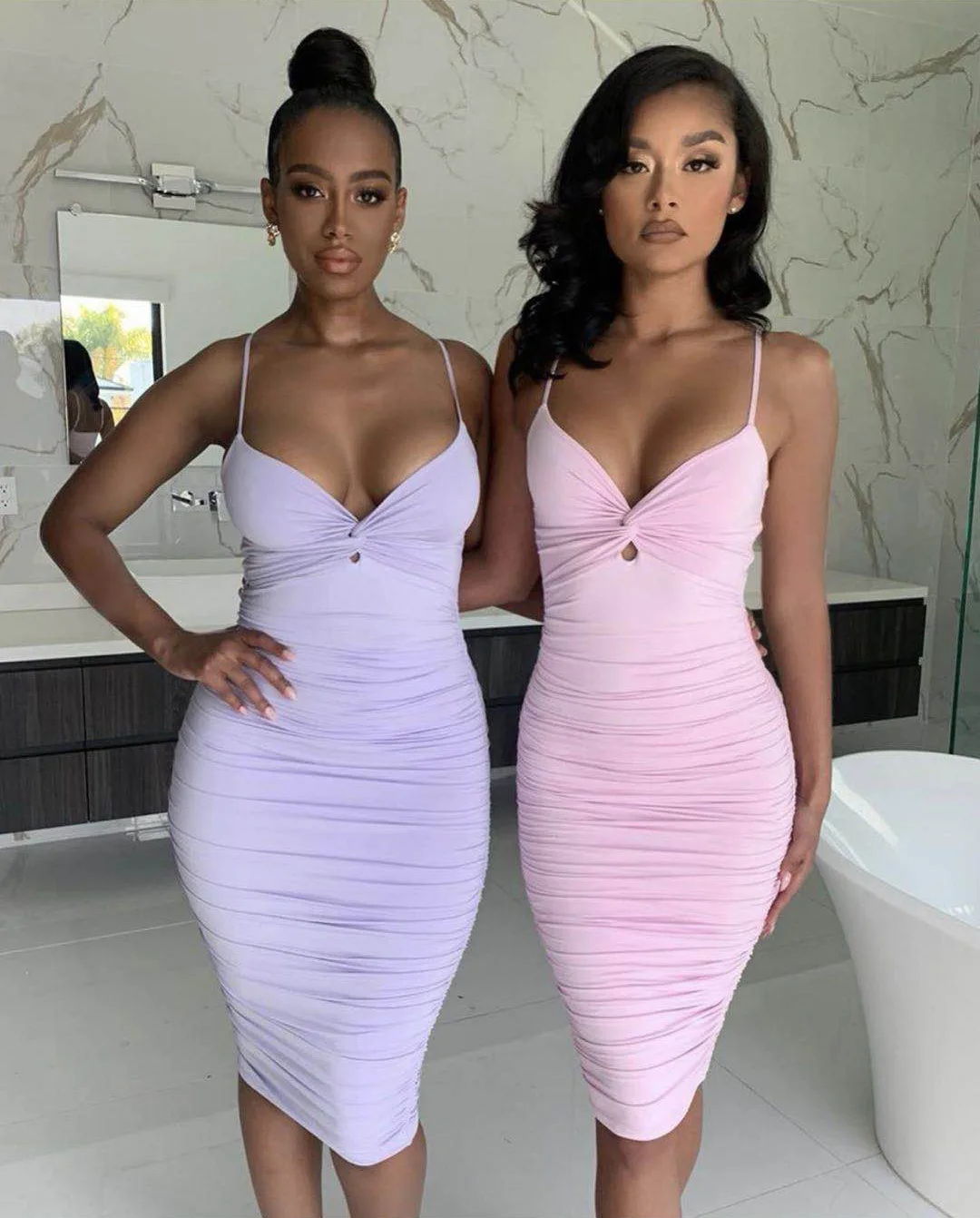 Женское эластичное платье-миди DEIVE розовое и Сиреневое платье с рюшами 8254 |