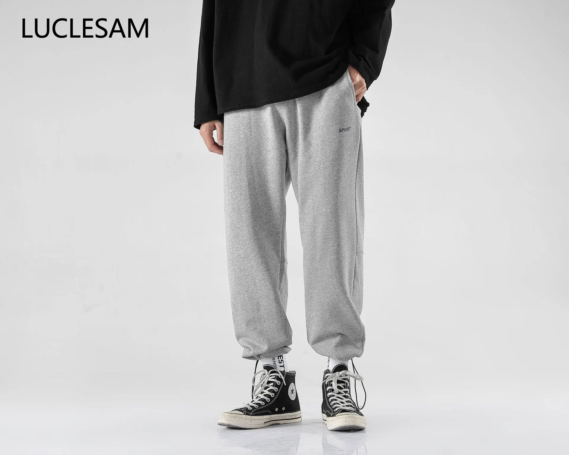 Мужские спортивные брюки повседневные свободные прямые для бега фитнеса на