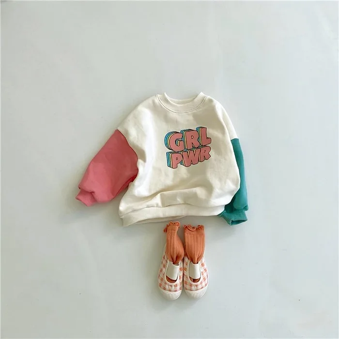 Baby Sweatshirt 2021 New Fashion Long Sleeve Patchwork Cute Clothes Boys Hoodie Letter Print Autumn Tops Girls Pullover Outfits | Детская