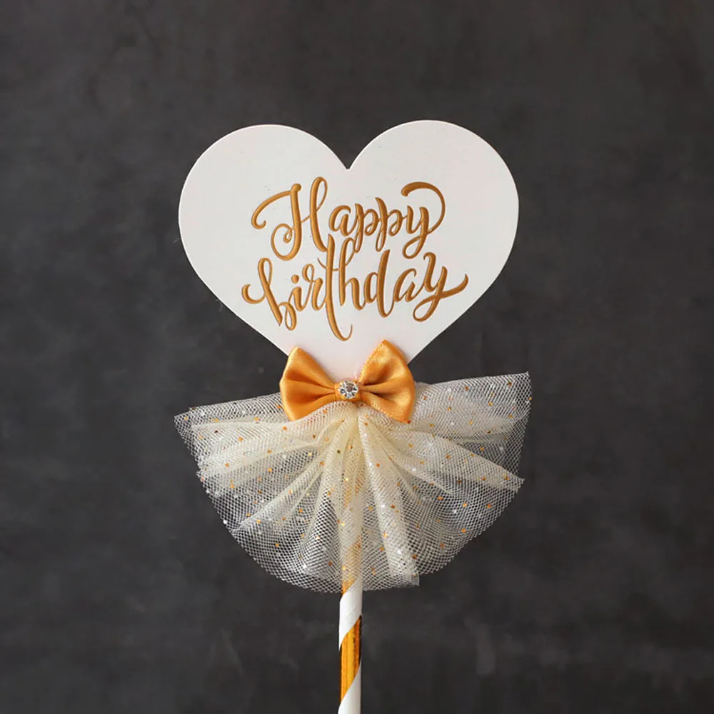 

Black White Style Crown Bowknot Happy Birthday Cake Topper for Birthday Party Cake Decoration Supplies Love Gifts