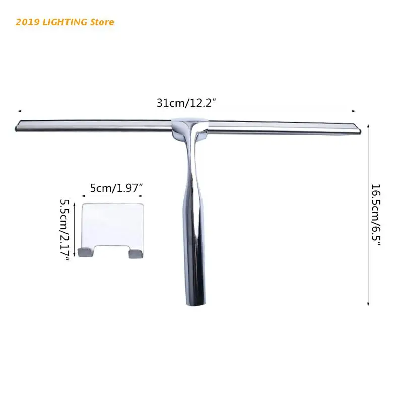 

Q9QF Shower Squeegee Stainless Steel Squeegee Window Wiper Cleaner with Sticky Hook for Car Glass Bathroom Home Scraper Tool