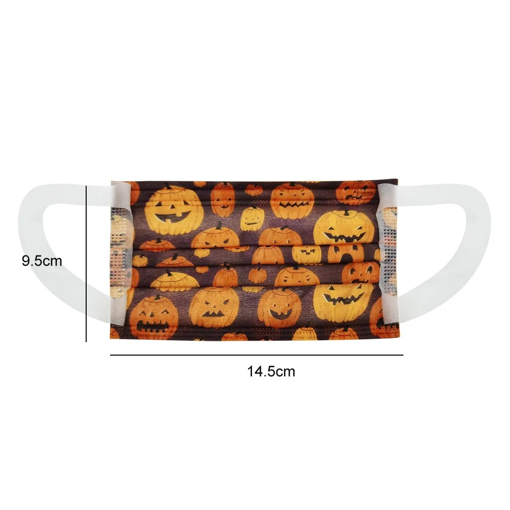 

50pcs 3-layer Non-woven Children Mask Fashion Halloween Printed Dustproof Mask Elastic Ear-hook Mask Mascarilla #LR2