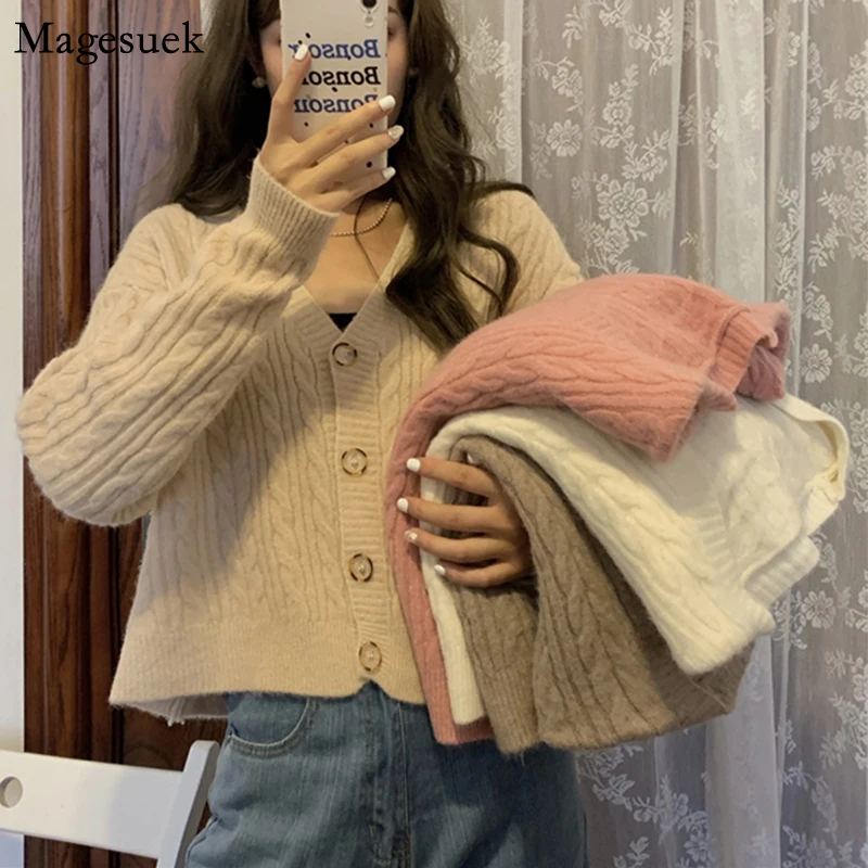 Женский вязаный кардиган на пуговицах с длинным рукавом женские свитера осень и
