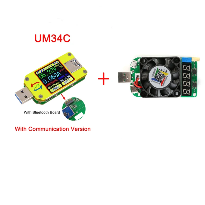 34CLD25 UM34 UM34C для приложения USB 3,0 тип-c Вольтметр постоянного тока Амперметр измеритель напряжения тока батарея Зарядка измерительный кабель тестер сопротивления - Цвет: 34CLD25