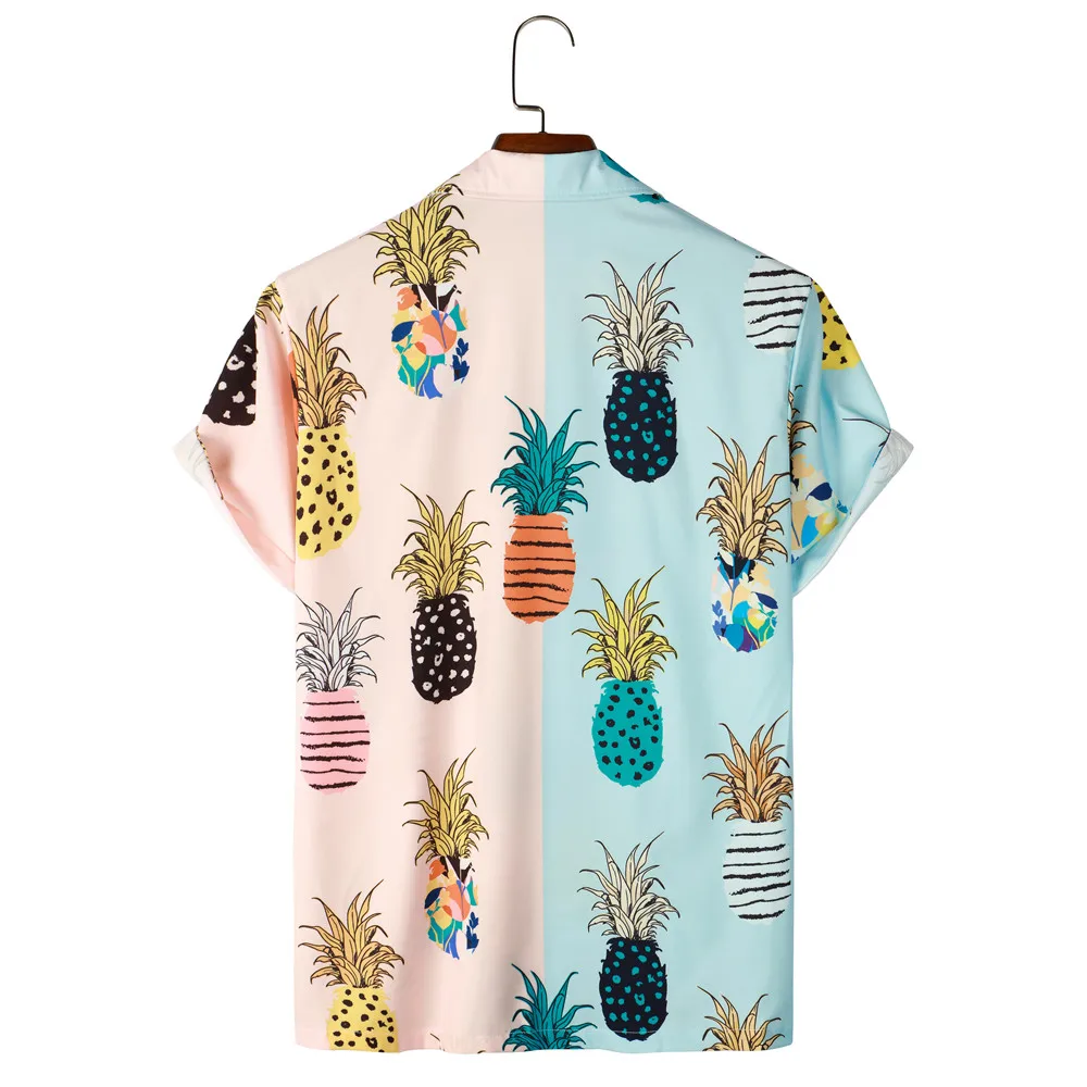 OSCN7 Casual Printed Short Sleeve Shirt Men Street 2021 Hawaii Beach Oversize Women Fashion Harujuku Shirts for Men 157