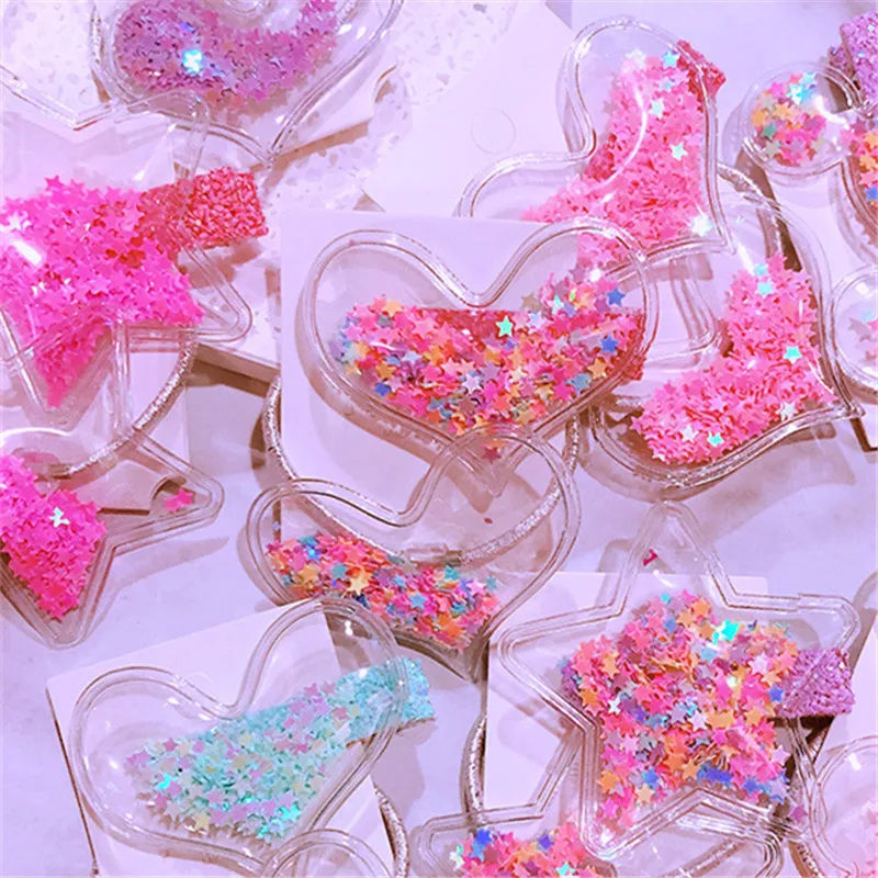 Детские заколки для волос 1 шт. пластиковые яркие цвета прозрачные звезда сердце