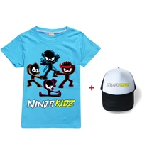 ninja kidz boys girls costume t shirt hat suit children short sleeve kids casual tops tees toddler streetwear clothing