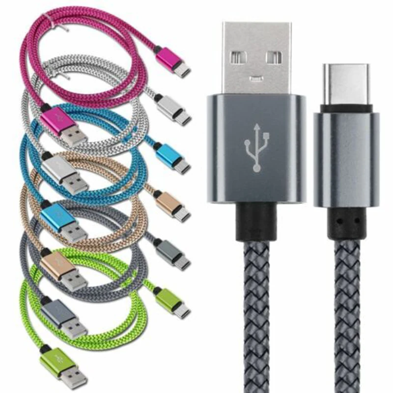 

USB Type C Cable 2 Meters 2A Fast Charging Copper Denim Wire Cable Mobile Phone Data Cord Wire 6 Colors Cable for Android Phone
