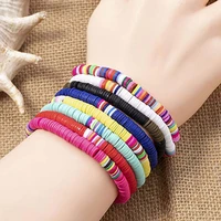 b2360 bohemian colorful polymer clay bead charm bracelet elastic bangles bead stretch bracelet handmade fashion new design beach
