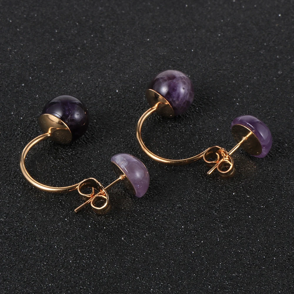 Женские и женские серьги с натуральными круглыми бусинами в форме C