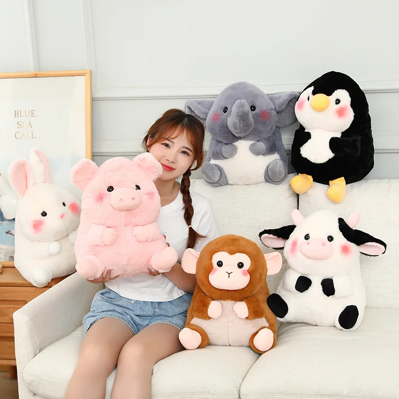 

18/28/40cm Plush Monkey Rabbit Elephant Penguin Plush Toy Stuffed Simulation Animal Soft Doll Pig Plush Toy Ball Children Toy