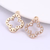 womens pure copper color fashion diamond inlaid clover small diamond pendant wholesale diy accessories clothing accessories