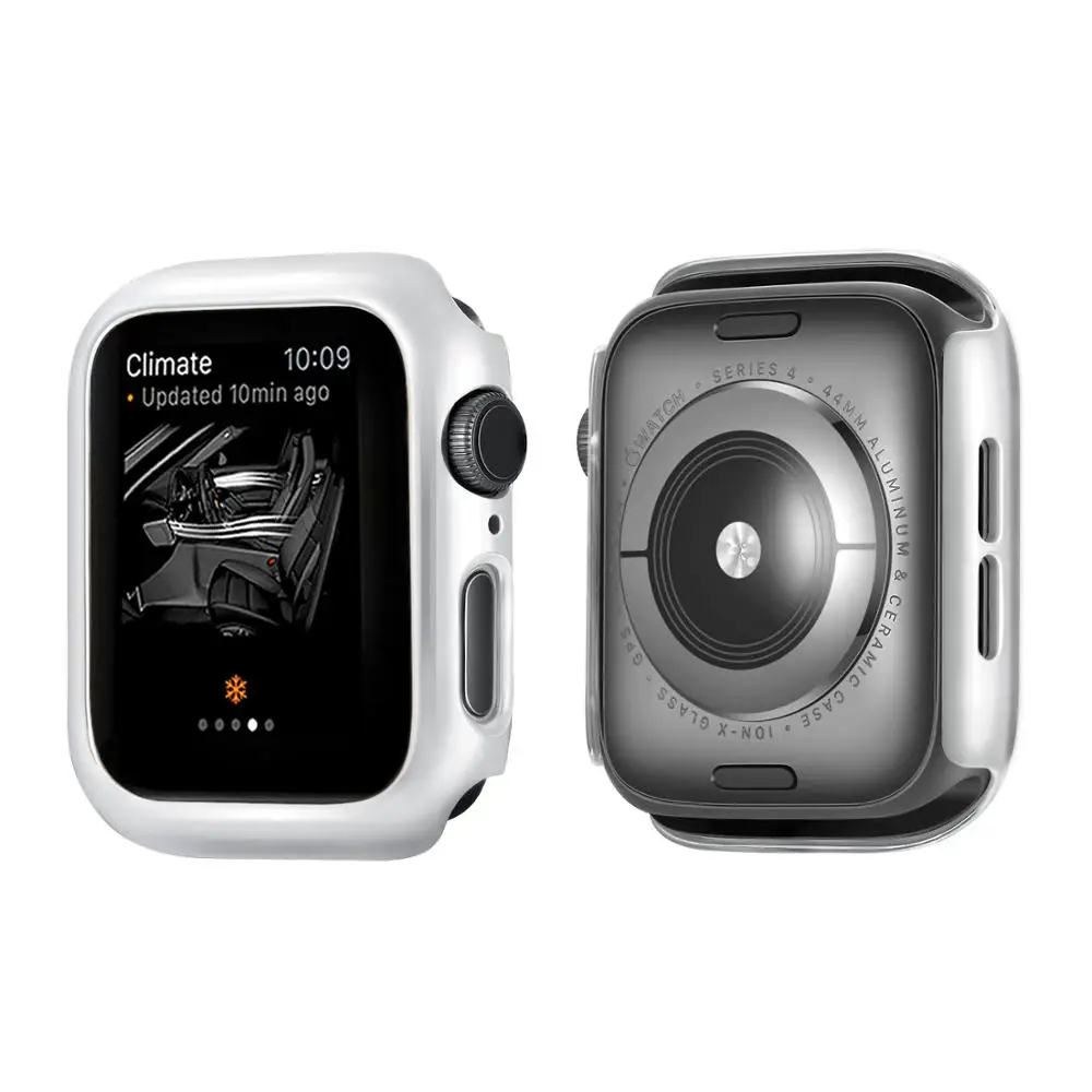 SILVER Защитный чехол для Apple Watch, версии 5/4/3/2/1 40 мм 44 мм пластиковая рама ПК чехол s для наручных часов iWatch, версия 3, 2, 42 мм, 38 мм - Цвет: SILVER