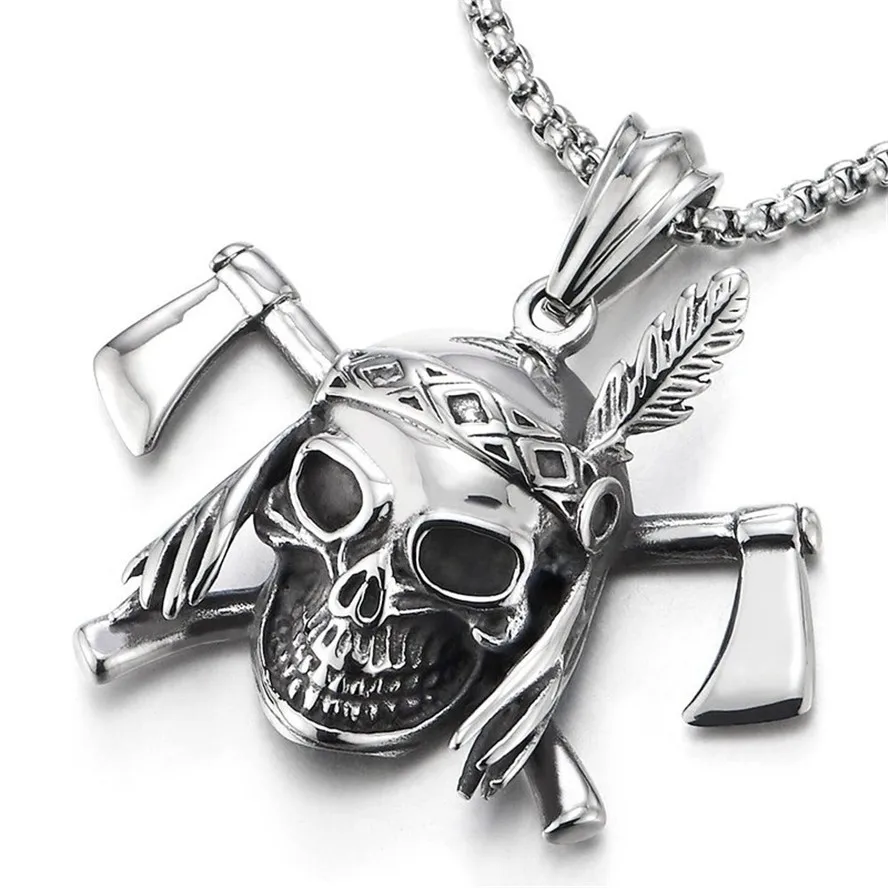 

Retro Motorcycle Punk Skull Pendant Necklace Men and Women Holiday Birthday Gift Anniversary Party Accessories Jewelry Wholesale