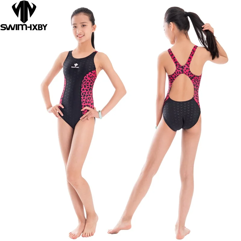 

HXBY Girls Swimsuit sharkskin Competitive Swim Suit Kids Women's Athletic Training One Piece Swimsuit Swimwear Bathing Suit