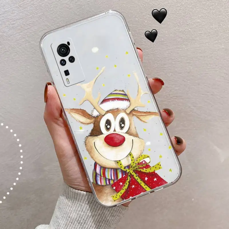 

Christmas New Year Deer Phone Case Transparent for vivo v y iqoo 3 15 17 19 5 70 51 52 30 20 s se design shell capa coque