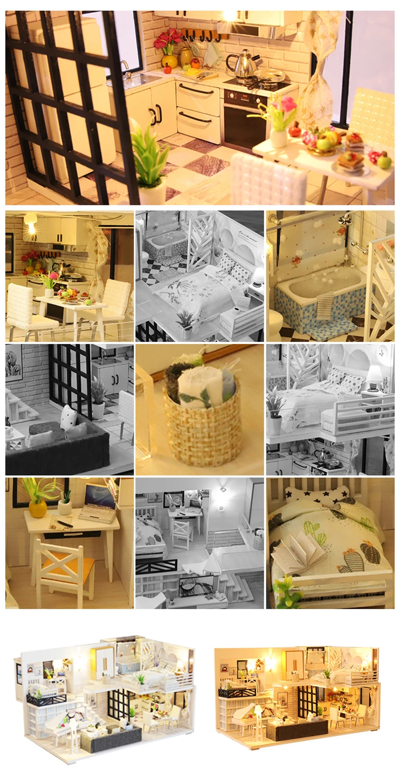Кукольный дом мебель деревянный миниатюрный DIY комплект С Пылезащитным покрытием музыкальная шкатулка собрать ремесла игрушка лучший подарок на день рождения для детей девочка