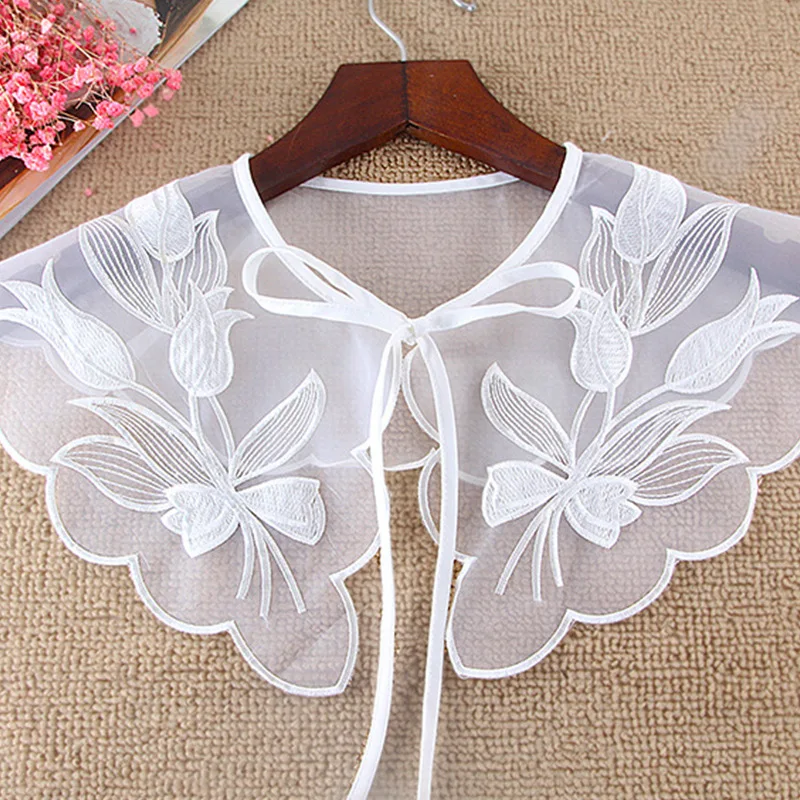 New Women Lace Fake Collar Blouse Cloud Shoulder Doll Collar Detachable Shirt Collar Blouse Top Women Clothes Accessories
