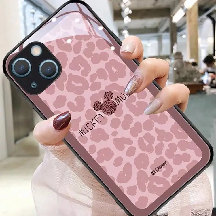 

Leopard Grain Mickey Apple 13 Following From Senior Feeling Cute Patterned IPhone12pro / 7/8 / Xr/xs Glass 11 Pro Dirt-resistant