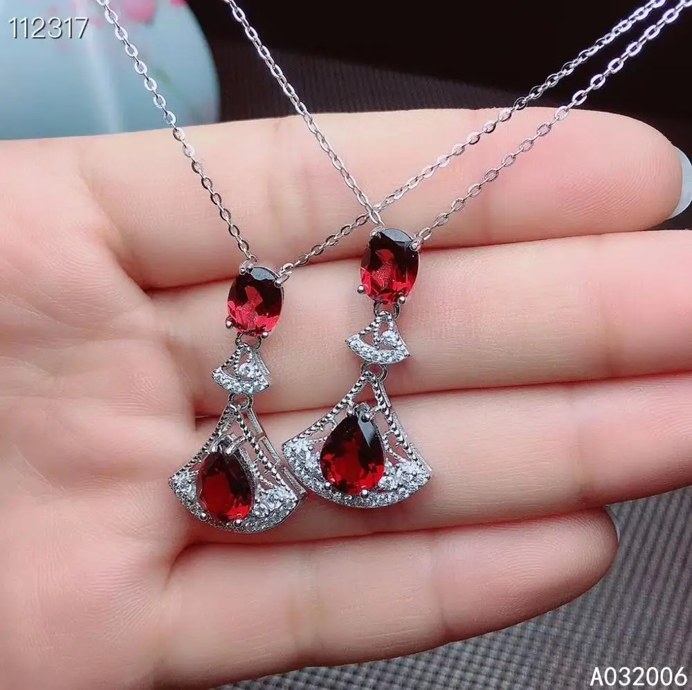 

KJJEAXCMY fine jewelry 925 pure silver inlaid natural garnet girl new Pendant Necklace luxury clavicle chain support test