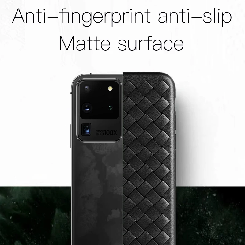 Кожаный чехол Skinlee для Samsung Galaxy S20 Ультратонкий с полной защитой Cross BV тканый