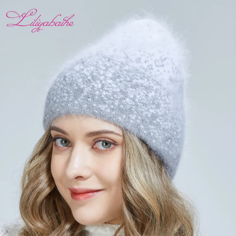 LILIYABAIHE   Autumn and winter hat women Light discoloration Two-color splicing dots Flanging hat 5  Available colors
