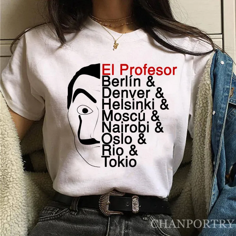 

Fashion Women T Shirt New Money Heist Women La Casa De Papel Letter Tshirt Funny Top Tee Fashion Female Summer Clothes T-shirts