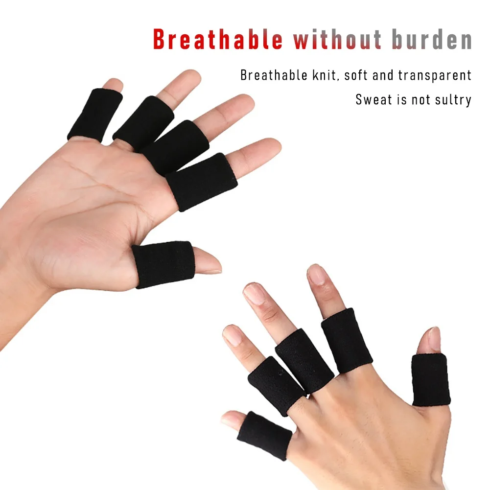 

5/10pcs Outdoor Basketball Stretchy Sports Finger Sleeves Nylon Arthritis Support Finger Guard Volleyball Finger Protection