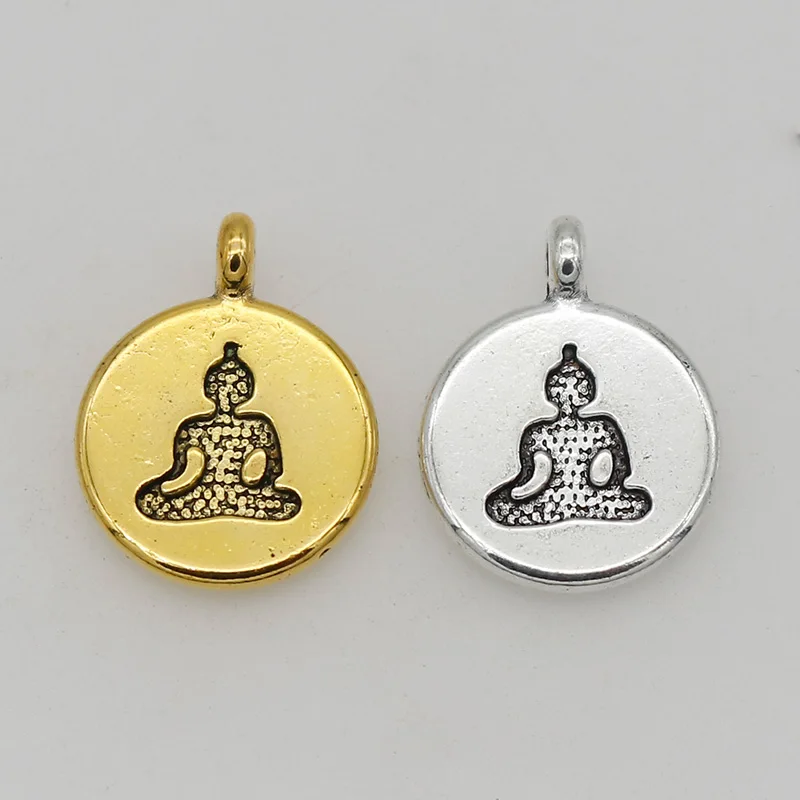 

10 шт./лот религиозные двухсторонние ювелирные изделия Будды шармы Женщины Мужчины украшения цинковый сплав Подвески DIY буддизм ожерелье Бр...