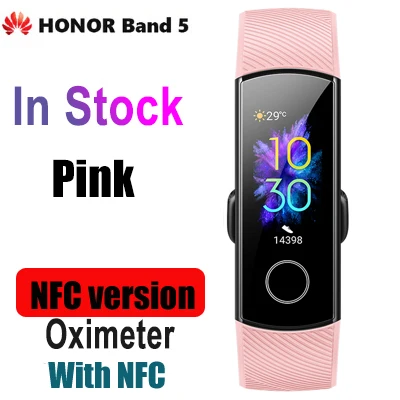 Band 5 pink nfc Huawei Honor Band 4 5 умный Браслет 0,9" OLED сенсорный экран Водонепроницаемый Фитнес-трекер Браслет монитор сердечного ритма во время сна - Цвет: Band 5 pink nfc