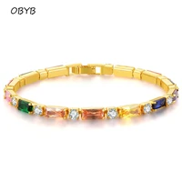 new colorful mosaic cubic zircon bracelet bangles for women luxury fashion link bracelet jewelry wedding party charming gift