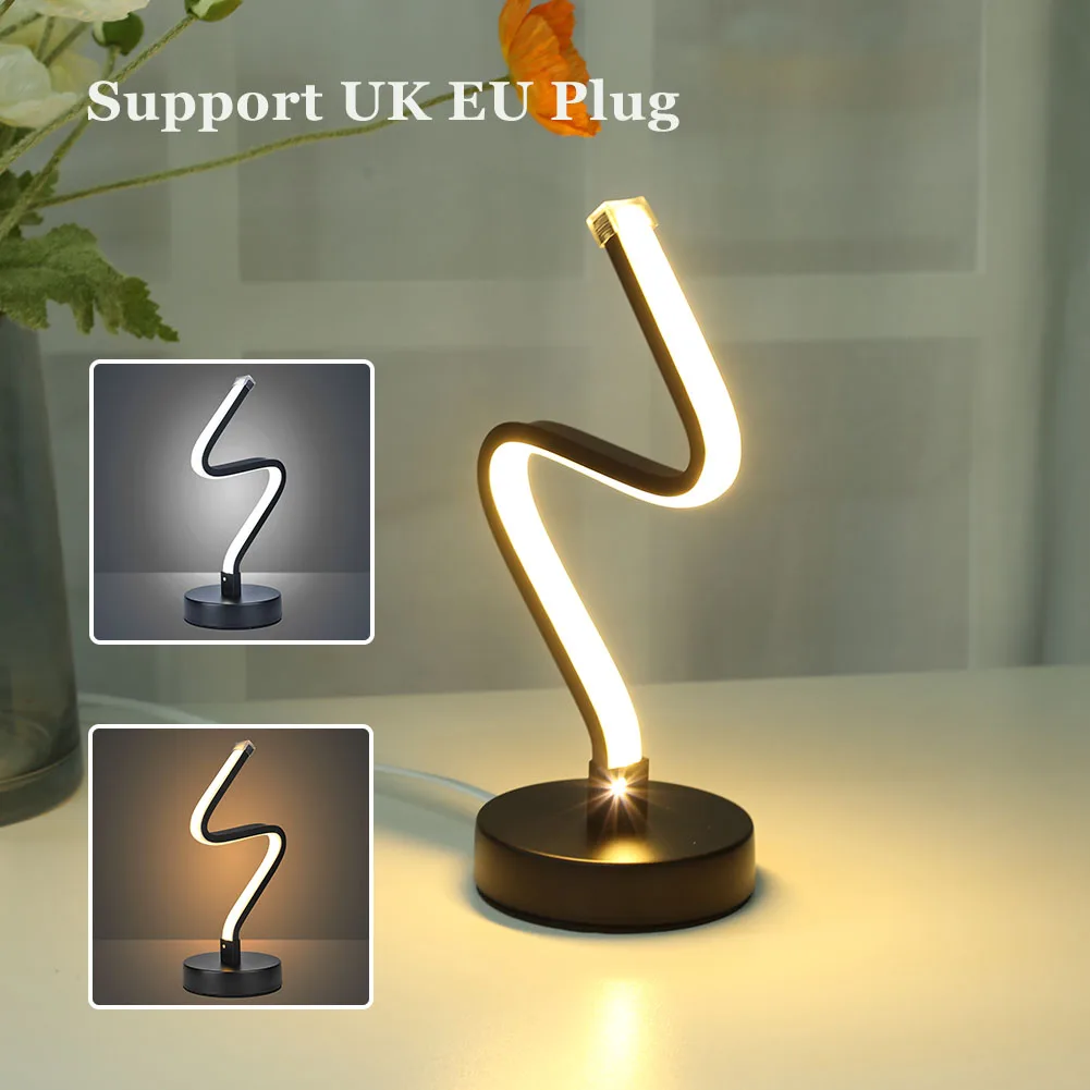 

LED Spiral Shaped Light Curved Acrylic Table Lamp Bedroom Modern Decoration for Hallways Living Rooms Bedrooms Kitchen Lighting