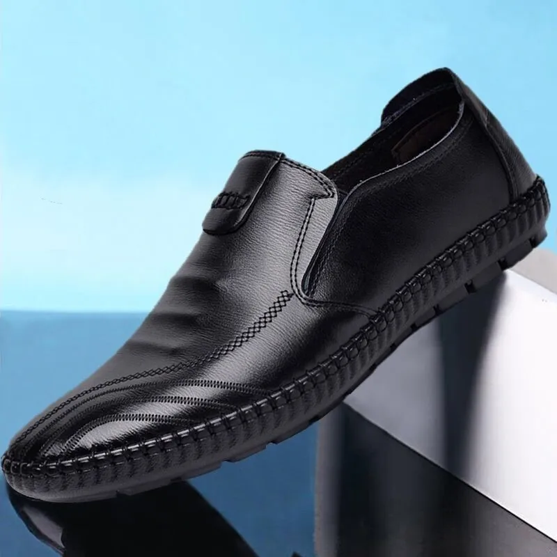 

Whoholl Leather Men Casual Shoes Brand 2020 Italian Men Loafers Moccasins Breathable Slip on Black Driving Shoes Size 39-44