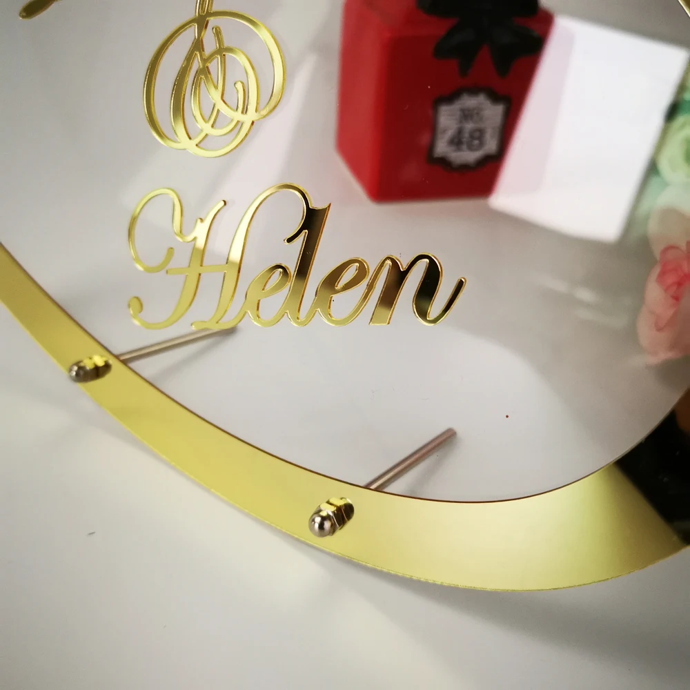 Сердце на заказ свадебное имя зеркальная рамка акриловая наклейка Babyshower слово