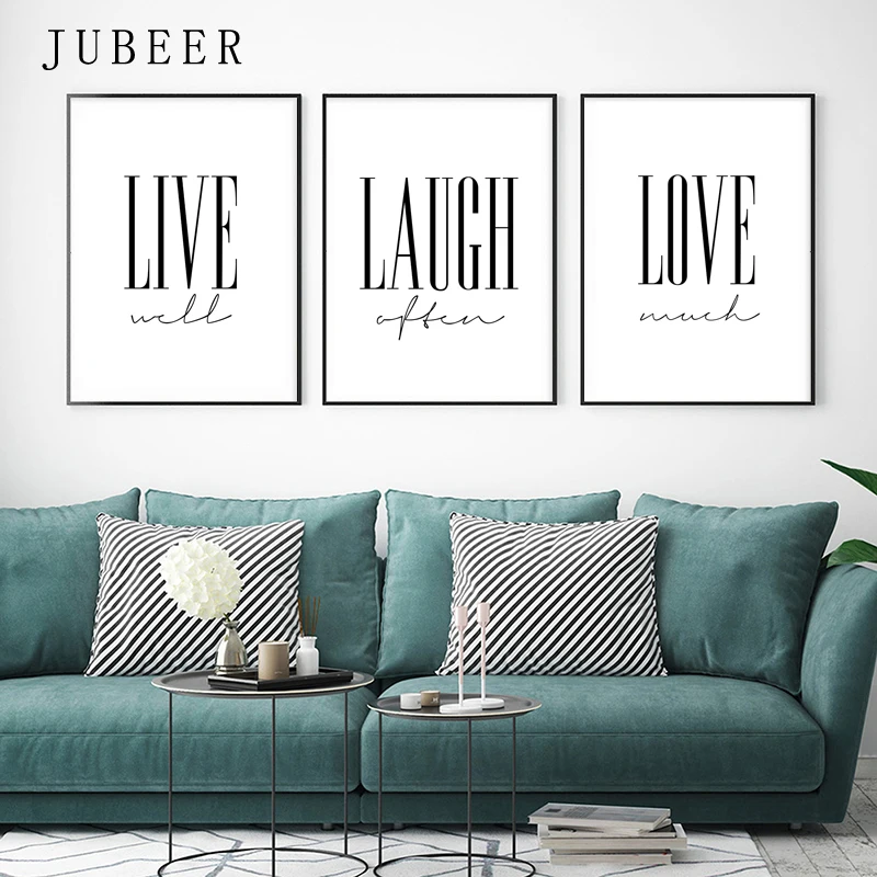 Live Laugh Love Posters and Prints Cuadros Decoracion Salon Black White Decorative Picture Wall Art Nordic Decoration Home | Дом и сад