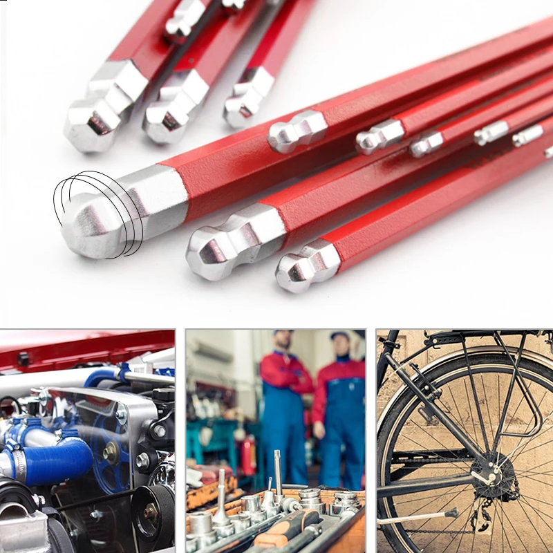 

9PC Universal Hex Key Wrench Set Long Arm/Short Arm Torx Key Set Metric SAE Ball Point Key Set