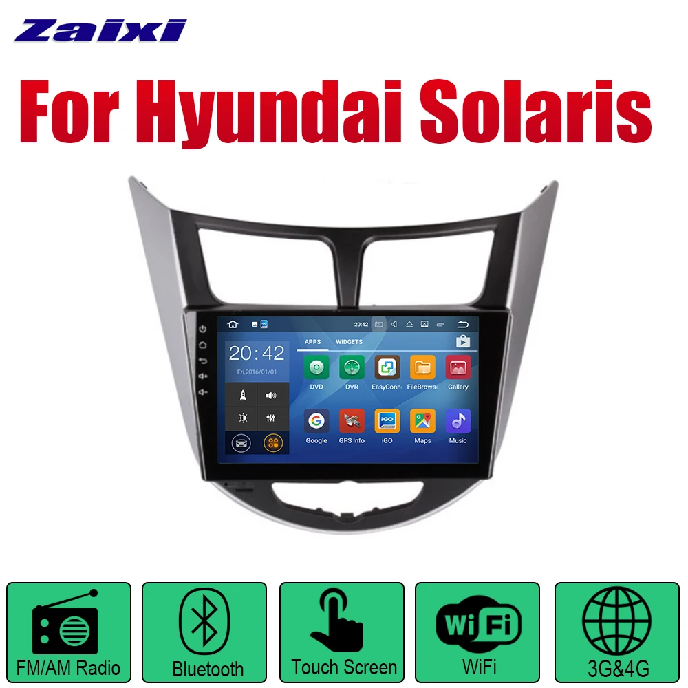 Автомагнитола на Android с GPS-навигацией для Hyundai Solaris 2011-2018 мультимедийная система