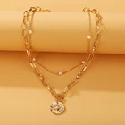 Винтажное ожерелье из искусственной кожи, Двухслойное круглое ожерелье с подвеской в виде монеты для женщин, модные женские украшения, подарки